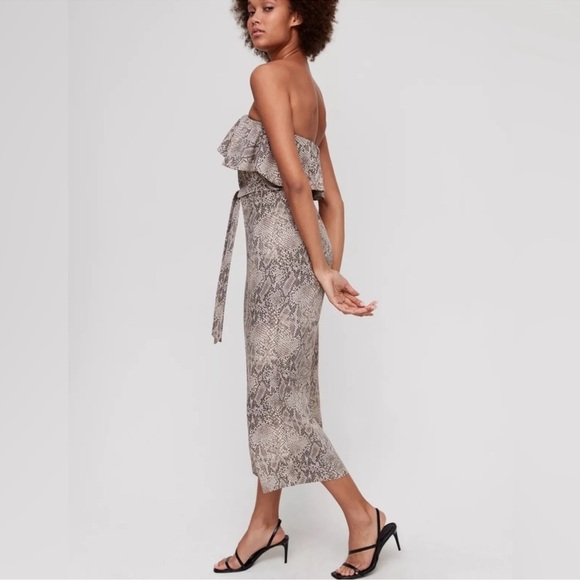 Aritzia Babaton Altamiro Flutter Sleeveless Jumpsuit- Snakeskin- Size 4 - Picture 3 of 14